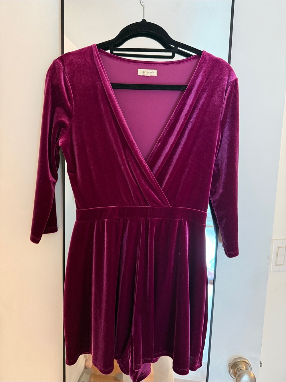 Urban Outfitters - silence + noise | Velvet Romper - Deep Magenta
